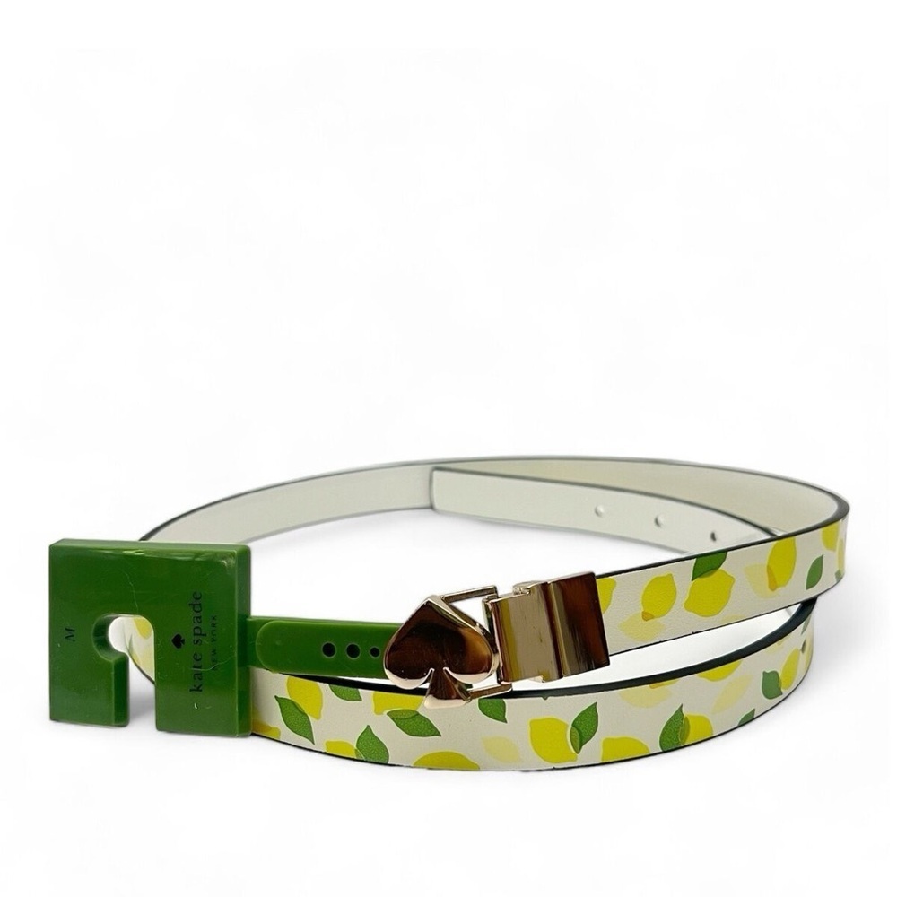 Kate Spade New York Lemon Print White Leather Reversible Waist Belt NWT​​
